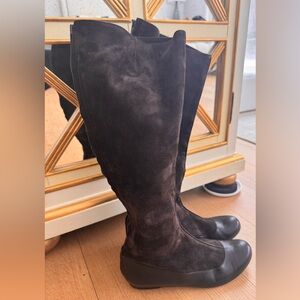 Lanvin Dark Brown Suede Over the Knee Boots